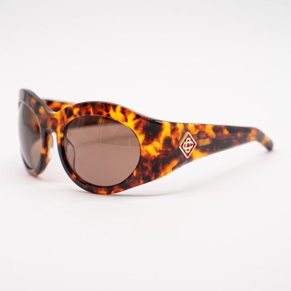 CASABLANCA Round Goggle Acetate Sunglasses Tortoise - Picture 1 of 11